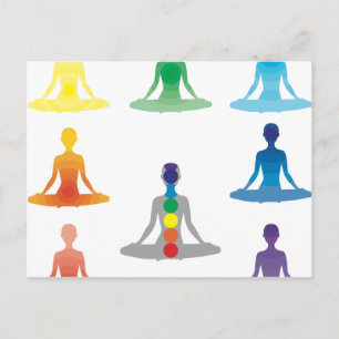 Cartão Postal Chakra 7 cores aura chi prana yoga lotus