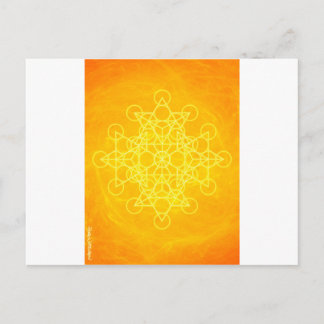 Cartão Postal Chakra Mandala Sagrada Geometria Brilhante Amarelo