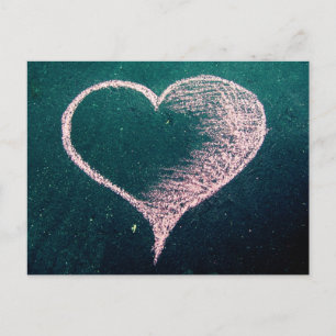 Cartão Postal Chalk Heart Love