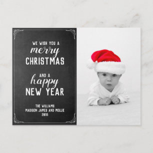 Cartão Postal Chalkboard Feliz Natal Ano Novo Férias Foto