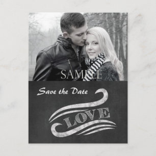 Cartão Postal Chalkboard Love Save Date (O Amor do Chalkboard Sa