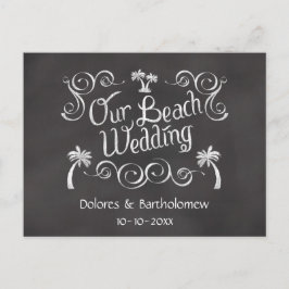Cartão Postal Chalkboard Our Beach Weding