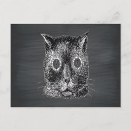 Cartão Postal Chalkboard Preto de Gato Vapor