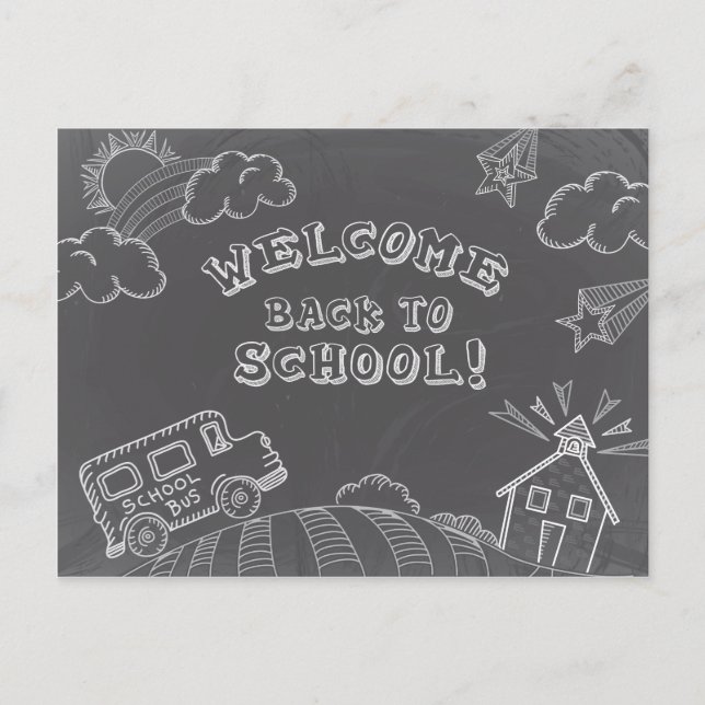 Cartão Postal Chalkboard Welcome Back to School Postcard (Frente)