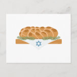 Cartão Postal Challah Bread<br><div class="desc">The sight and smell of the challah loaves revives every Jewish soul with the reminder that Shabbat is nearby.  Ring in the holidays with this design on table runners,  framed embroidery and more!</div>