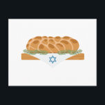 Cartão Postal Challah Bread<br><div class="desc">The sight and smell of the challah loaves revives every Jewish soul with the reminder that Shabbat is nearby. Ring in the holidays with this design on table runners, framed embroidery and more!</div>
