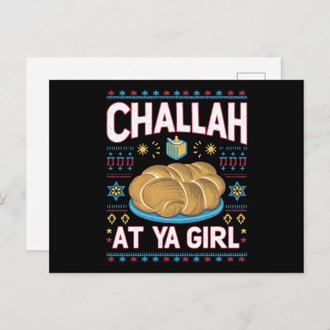 Cartão Postal Challah Na Ya Girl Funny Hanukkah Comida Chanukah (Frente/Verso)