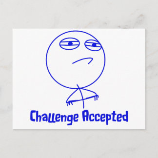 Cartão Postal Challenge Accepted Blue & White Text
