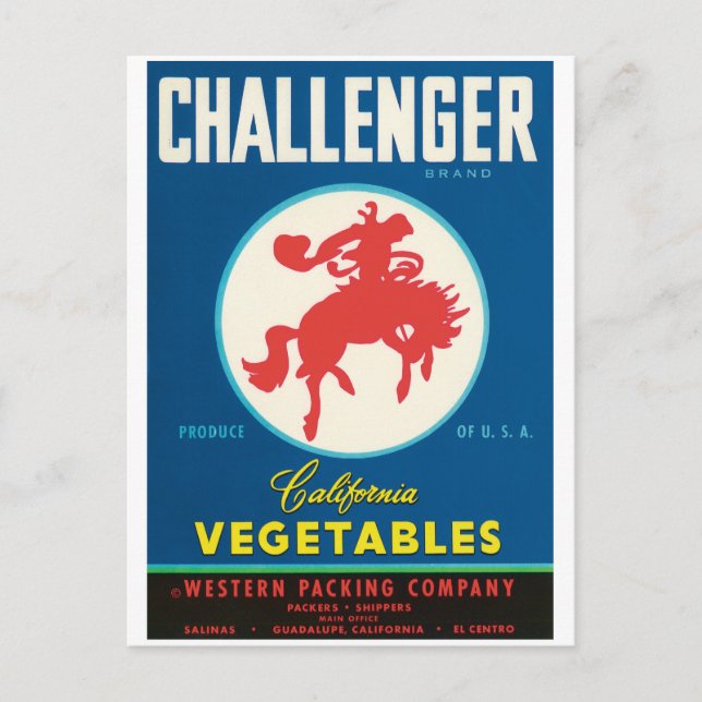 Cartão Postal Challenger Rodeo Salinas El Centro Guadalupe CA (Frente)