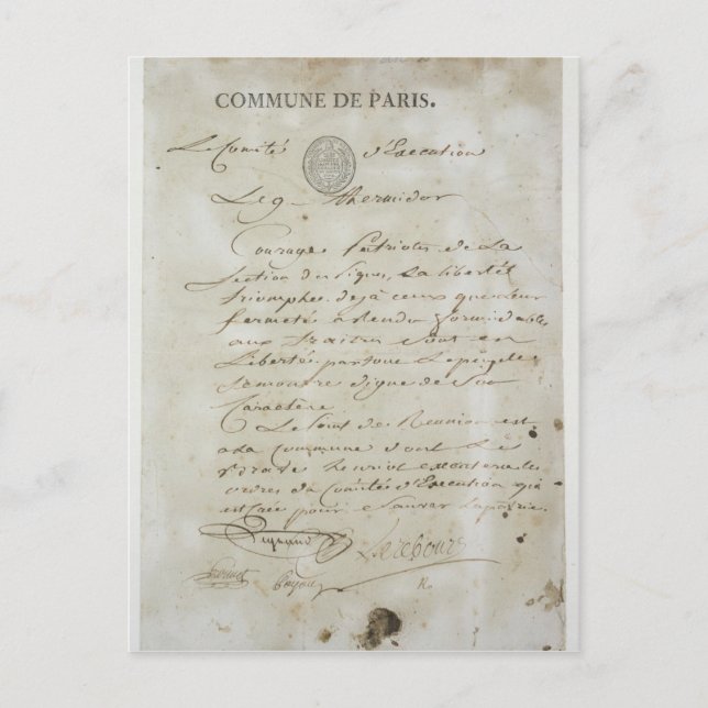Cartão Postal Chamada de Maximilien de Robespierre (Frente)