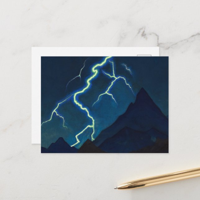 Cartão Postal Chamada do Céu, Relâmpago de Nicholas Roerich (Frente/Verso In Situ)