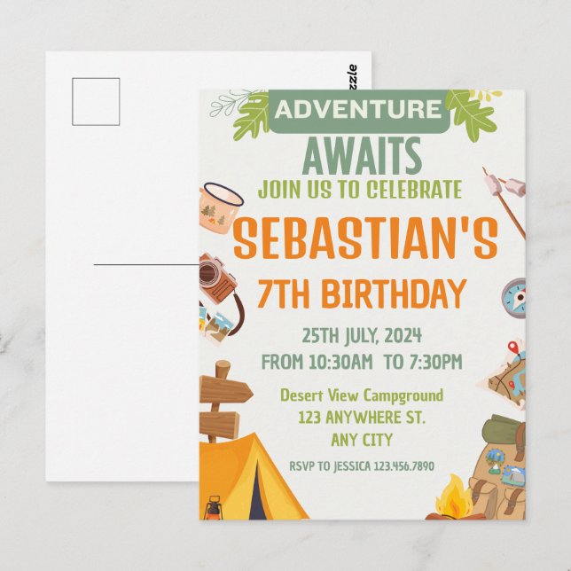 Cartão Postal Chamando Todos os Acampantes Felizes Acampamento (Frente/Verso)