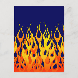 Cartão Postal Chamas de Corrida Clássicas em Azul Marinho Decor