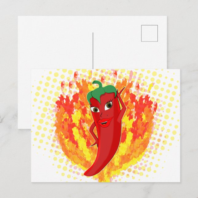 Cartão Postal Chamas de Fogo Red Hot Pepper (Frente/Verso)