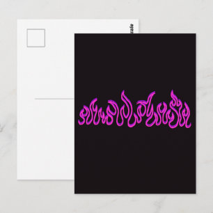 Cartão Postal Chamas de Fogo Roxo Rosa Contorno