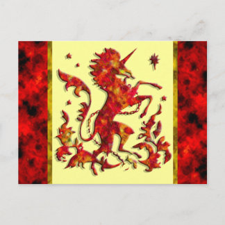 Cartão Postal Chamas Unicorn