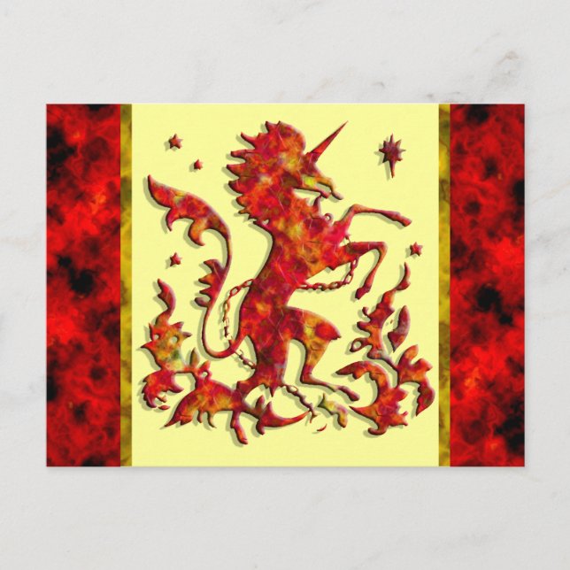 Cartão Postal Chamas Unicorn (Frente)