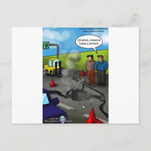 Cartão Postal Chame um garfo Engraçado Presente Camisetas Mogas  (Frente)