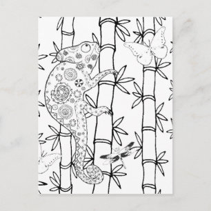 Cartão Postal Chameleon Doodle