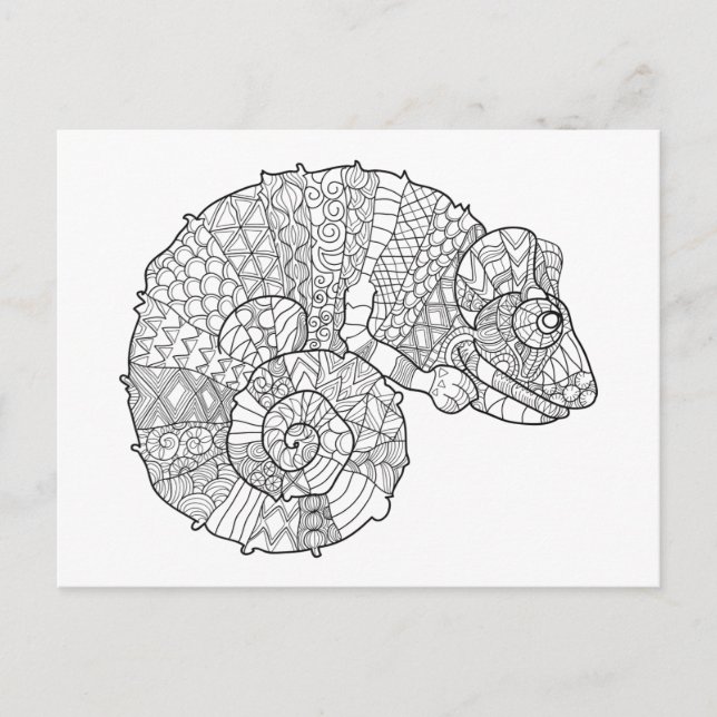 Cartão Postal Chameleon Zendoodle (Frente)