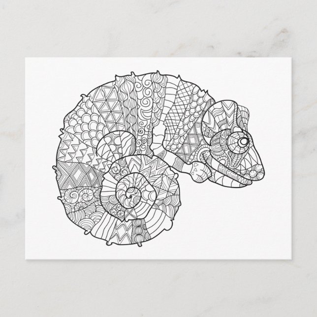 Cartão Postal Chameleon Zendoodle (Frente)