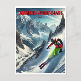 Cartão Postal Chamonix Mont Blanc France Skier Skiing