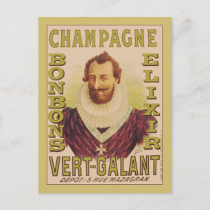 Cartão Postal Champanhe Bonbons Elixir