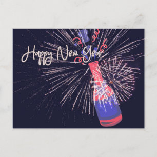 Cartão Postal Champanhe do Feliz ano novo Fireworks