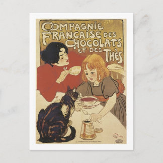Cartão Postal Champanhe Francais Chocolats et des Thatage A