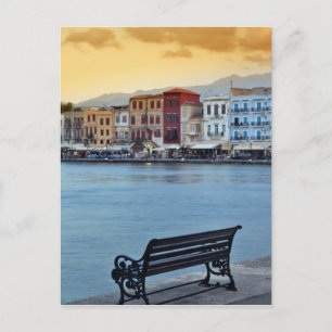 Cartão Postal Chania ao anoitecer, Chania, Creta, Grécia
