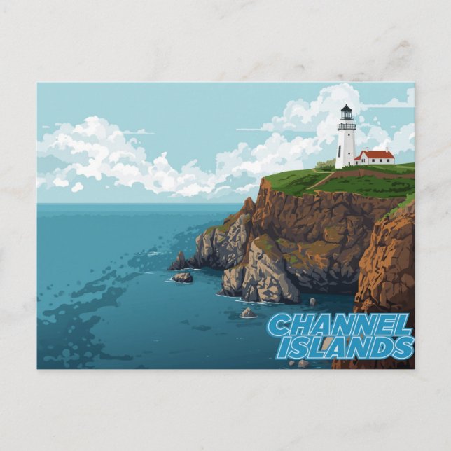 Cartão Postal Channel Islands Lighthouse Coastal Art (Frente)