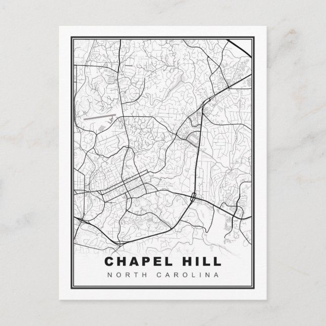 Cartão Postal Chapel Hill Map (Frente)