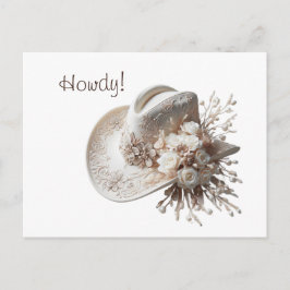 Cartão Postal Chapéu branco com flores