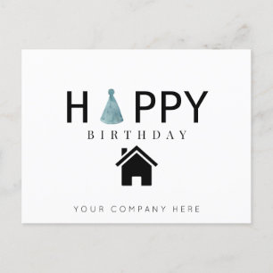 Cartão Postal Chapéu de Aniversário de Imóveis Feliz Aniversário