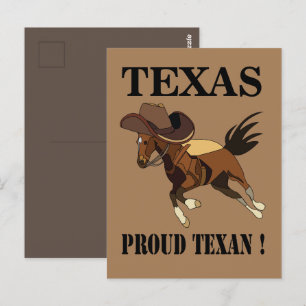 Cartão Postal Chapéu de Cowboy Cavalo Orgulhoso Texano Texas