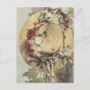 Cartão Postal Chapéu de Palha com Rosas por Angelo Rossi