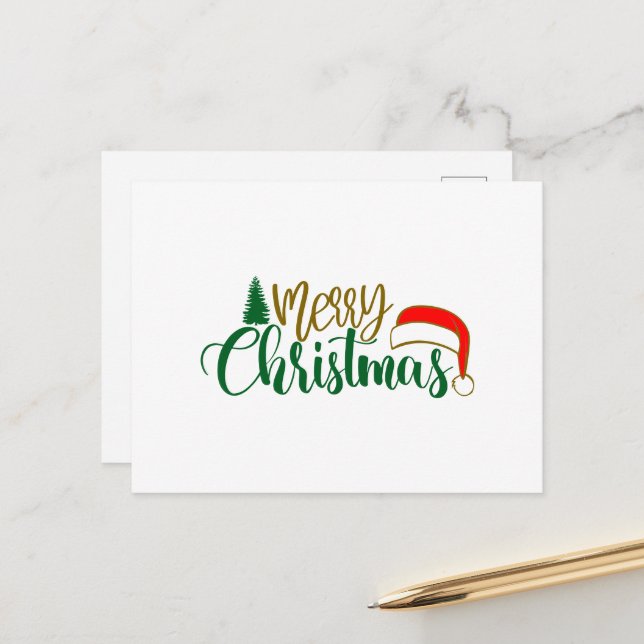 Cartão Postal Chapéu de Papai Noel Feliz Natal (Frente/Verso In Situ)
