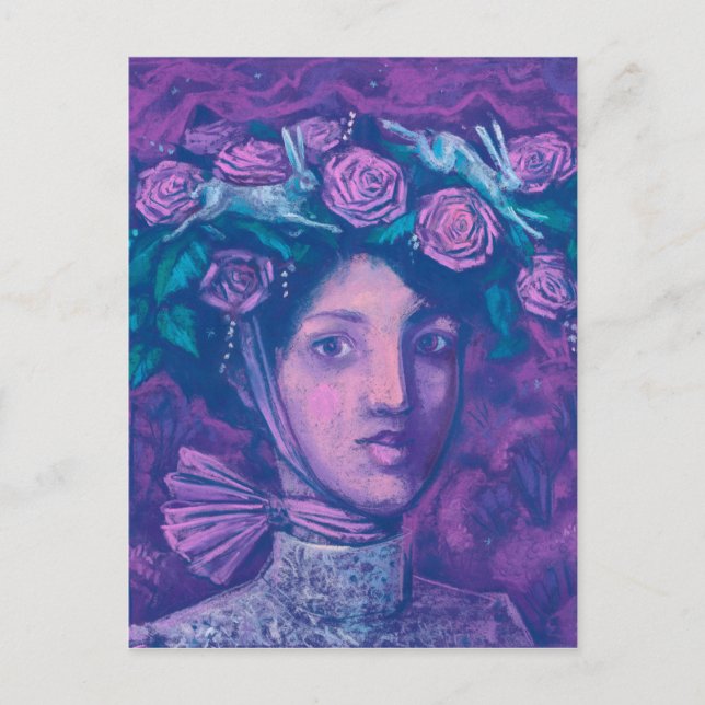 Cartão Postal Chapéu de Verão, Retrato Surreal Fantasia de Verão (Frente)