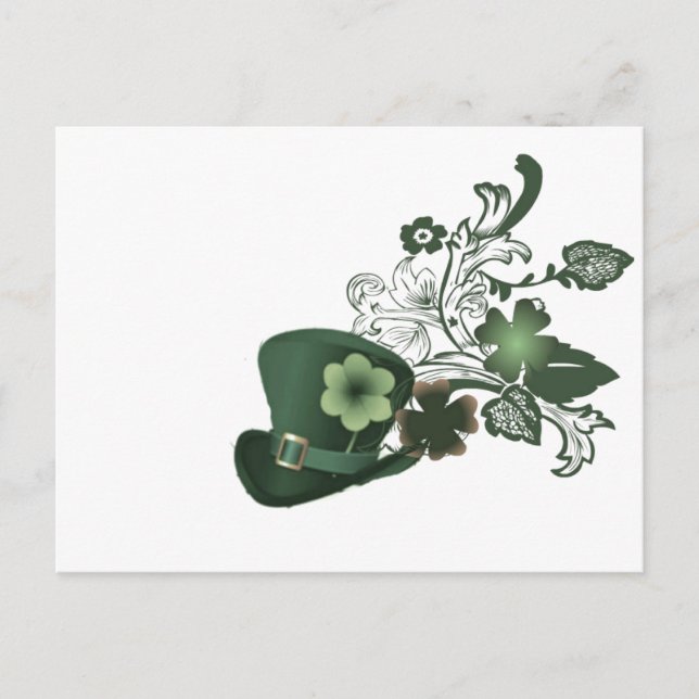 Cartão Postal Chapéu Elegante Shamrock (Frente)