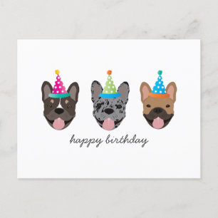 Cartão Postal Chapéus de festa de aniversário do Bulldog Francês