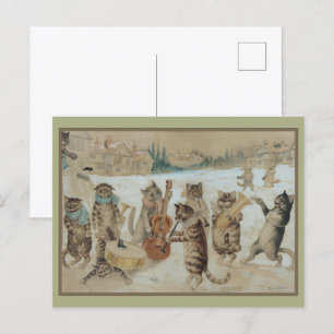 Cartão Postal Chapéus de Natal: Cantando de Carol por Louis Will