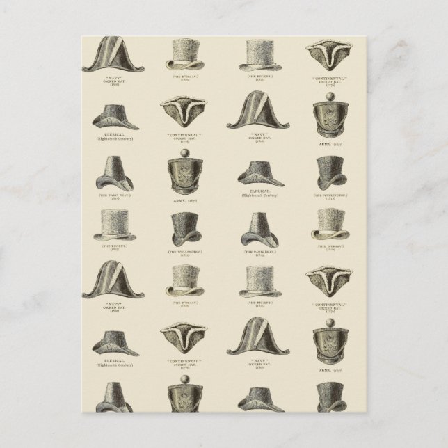 Cartão Postal Chapéus de Vintage Men (Frente)