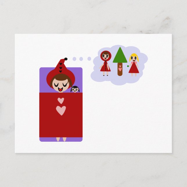 Cartão Postal Chapeuzinho Vermelho Sonha Grande (Frente)