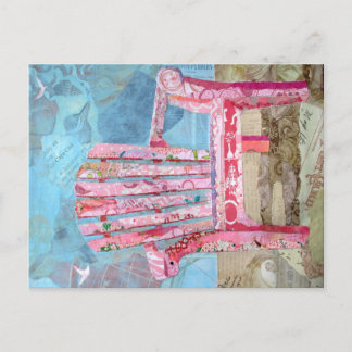 Cartão Postal chari cor-de-rosa - colagem