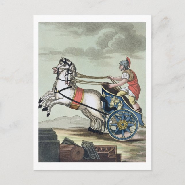 Cartão Postal Charioteer, de "L'Antica Roma", 1825 (cor iluminad (Frente)
