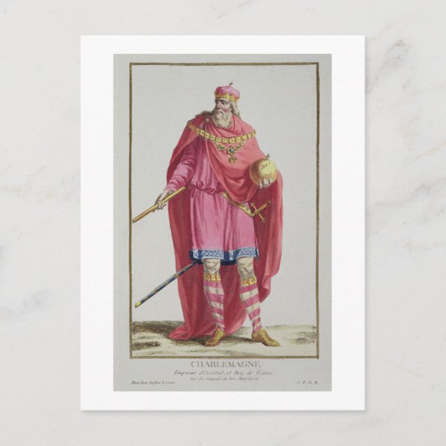 Cartão Postal Charlemagne (742-814) do "Receuil des Estampes", (Frente)