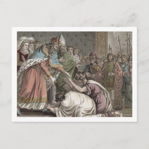 Cartão Postal Charlemagne (742-814) recebe os embaixadores do