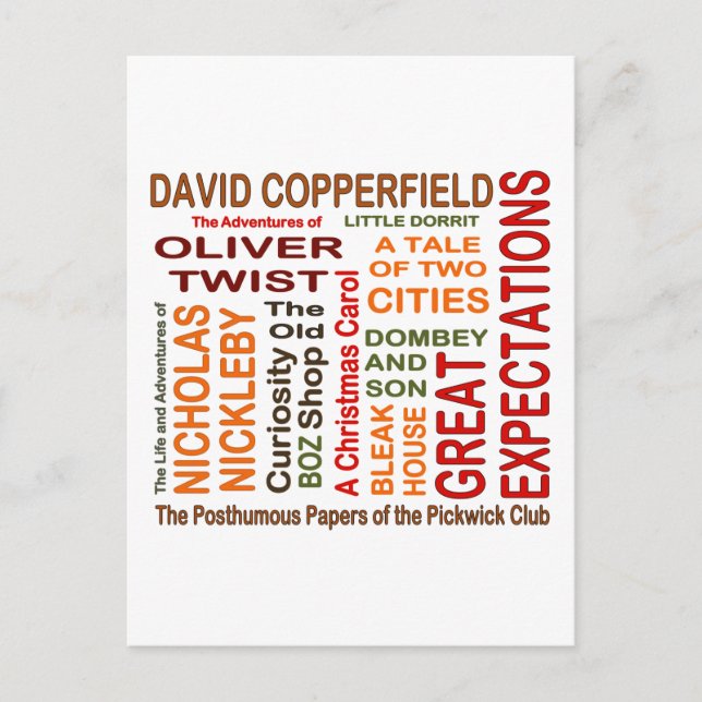 Cartão Postal Charles Dickens Novels (Frente)