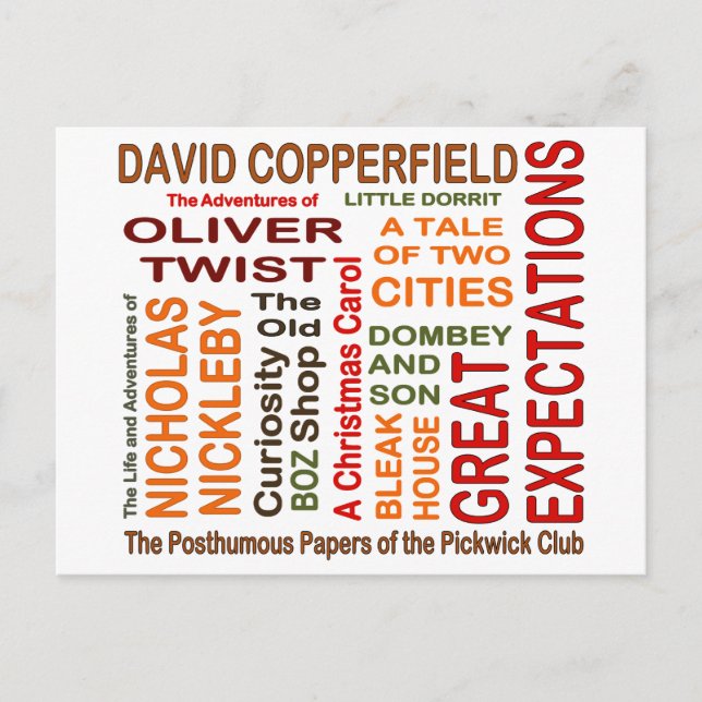 Cartão Postal Charles Dickens Novels (Frente)
