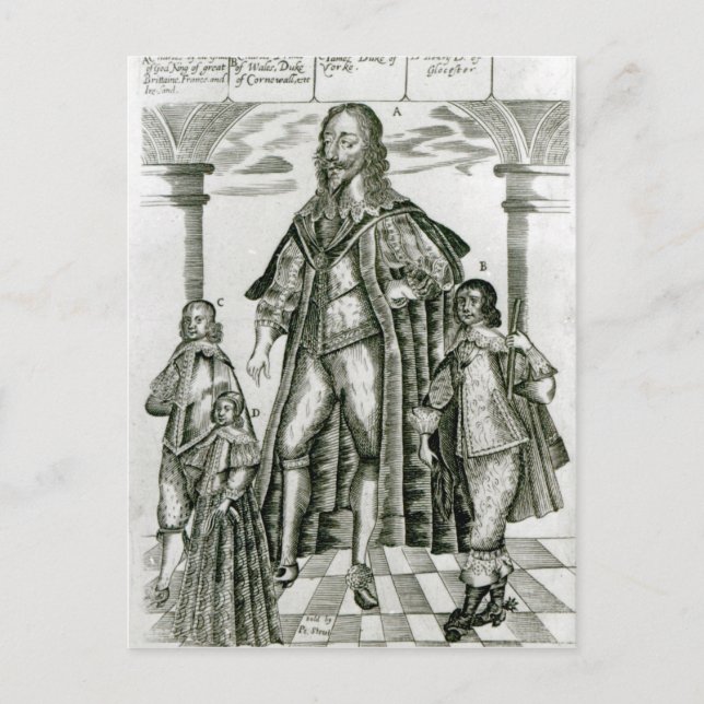 Cartão Postal Charles I com seus filhos (Frente)